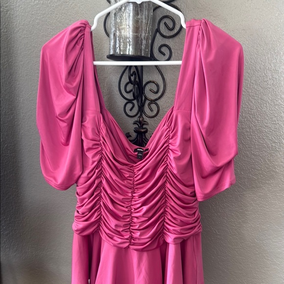 Express Pink Ruched Top - Picture 1 of 4